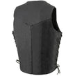 Milwaukee Leather SH1315Tall Men's Classic Black Leather V-Neck Side Lace Motorcycle Rider Vest w/ Snap Closure