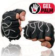 Milwaukee Leather SH198 Men's Black Leather Gel Padded Palm Fingerless Motorcycle Gloves w/ Grey Flame Embroidery