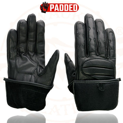 Milwaukee Leather SH451 Men's Black Leather Gauntlet Racing Motorcycle Hand Gloves with Wrist and Knuckle Padding Protection