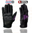Milwaukee Leather SH802 Women's Black and Purple Leather with Mesh Combo Racing Gloves