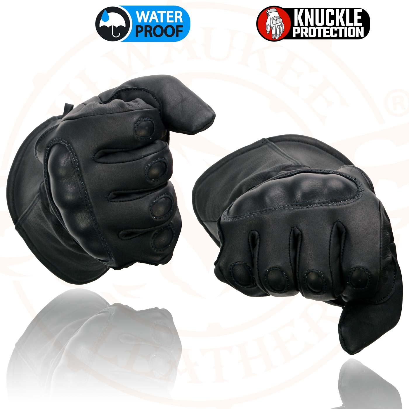 Milwaukee Leather SH815 Men's Black Leather Waterproof Gauntlet