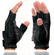 Milwaukee Leather SH878 Men's Fingerless USA Deerskin Black Leather Motorcycle Rider Gloves w/ Gel Padded Palm