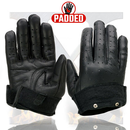 Xelement XG7710 Women's Black Leather 'Driving' Gloves with Perforated Fingers