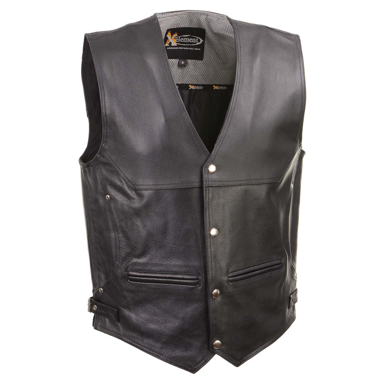 Xelement XS1927 Men's 'Road King' Black Motorcycle Leather Biker Vest