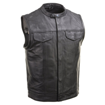 Xelement XS1937 Men's 'Quick Draw' Black Leather Motorcycle Biker Rider Vest