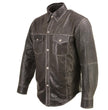Milwaukee Leather MLM1612 Men's Distressed Grey Casual Biker Rider Leather Shirt w/ Vintage 5 Cent Buffalo Buttons