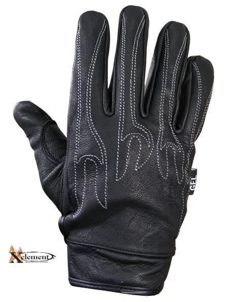 Xelement XG690 Men's Black Premium Leather Motorcycle Rider Gloves