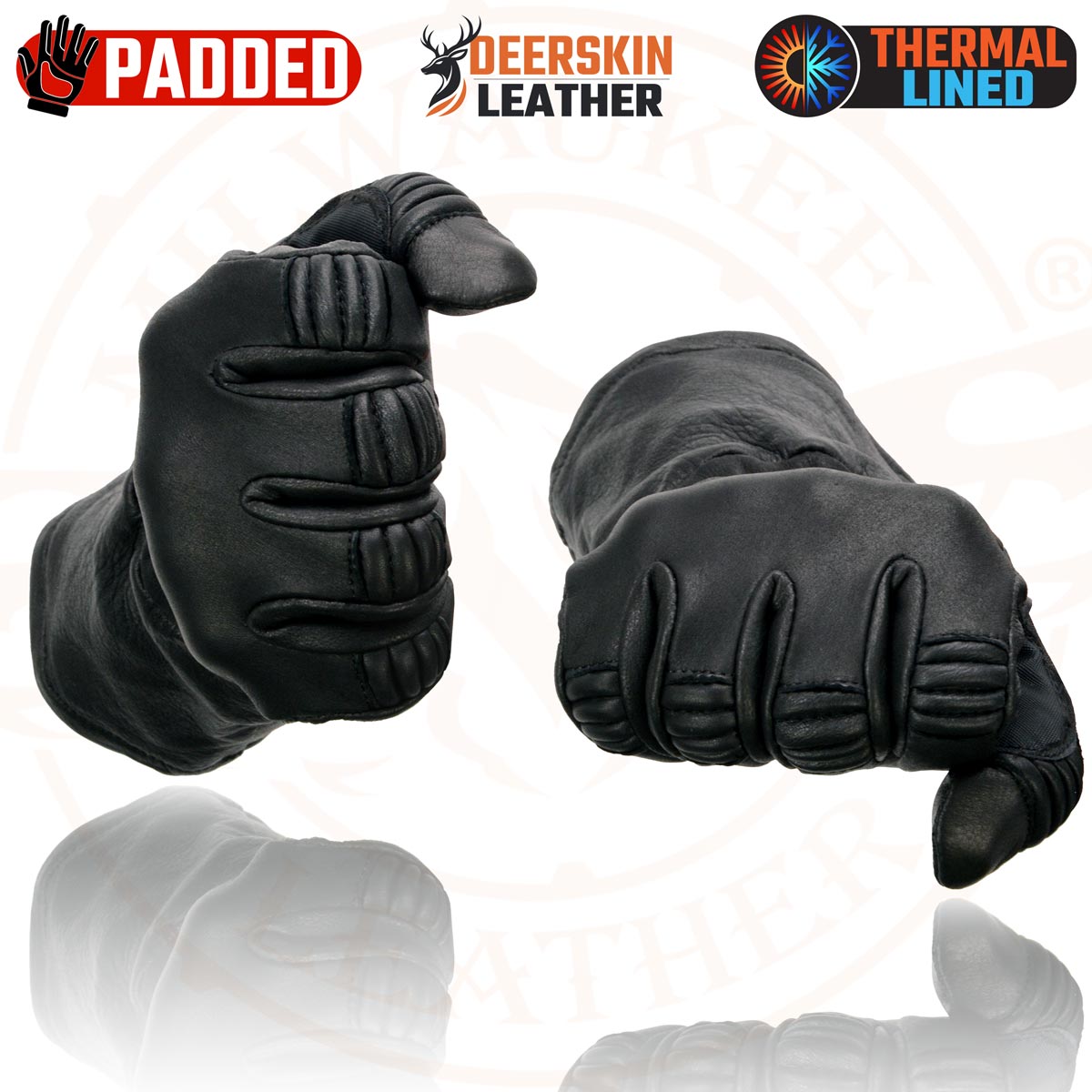 Milwaukee Leather G039 Men's Black Gauntlet Motorcycle Deerskin