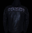 Milwaukee Leather Men's Futile CE Armored Leather Motorcycle Jacket w/ Hoodie Liner, Reflective Skull - LKM17016