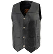 Milwaukee Leather LKM3700 Men's Classic Black Leather Motorcycle Rider Vest w/ Buffalo Nickel Snaps Closure