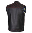 Milwaukee Leather LKM3782 Men's Classic Black Premium Leather Motorcycle Vest with USA Flag Liner