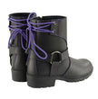 Milwaukee Leather MBL9317 Women's Black Leather Harness Zip-Up Motorcycle Rider Boots w/ Purple Back Laces