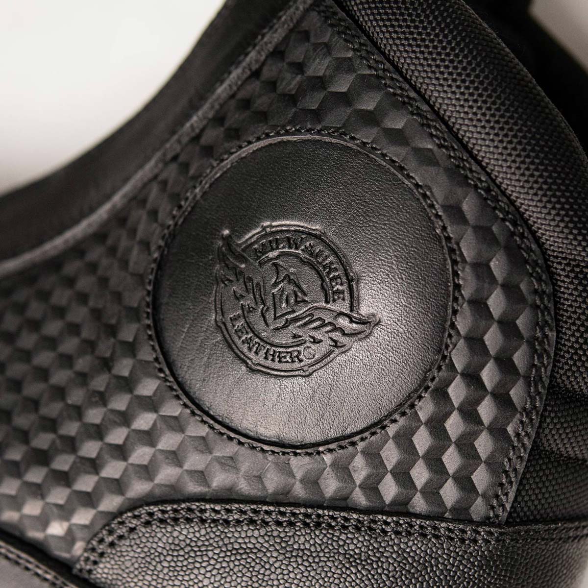 Milwaukee Leather Men's Black Leather Diamond Patterned Reinforced Street Biker Riding Shoes w/ Ankle Support - MBM9104