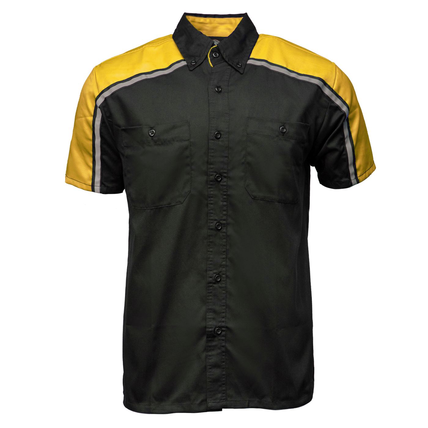 Milwaukee Motorcycle Clothing Co. Men’s Blk/Yellow Mechanic Work Shirt – w / Reflective Strip, Rider‑Built MDM11600