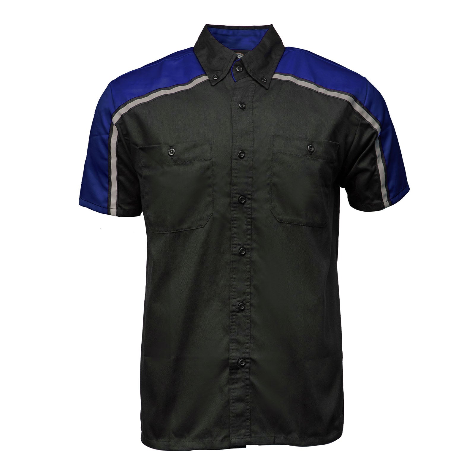 Milwaukee Motorcycle Clothing Co. Men’s Blk/Blu Mechanic Work Shirt – w / Reflective Strip, Rider‑Built MDM11602