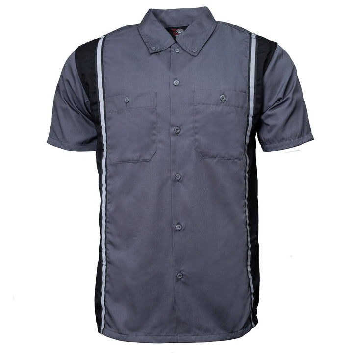 Milwaukee Motorcycle Clothing Co. Men’s Blk/Grey Mechanic Work Shirt – w / Reflective Strip, Rider‑Built MDM11612