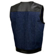 Milwaukee Leather MDM3004 Men's Brute Dual Closure Blue Denim and Black Leather Club Style Vest