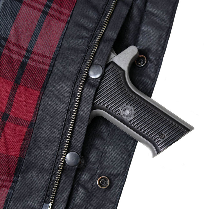 Milwaukee Leather MDM3030 Men’s Black Waxy Coated Denim Club Style Motorcycle Rider Vest w/ Shirt Collar