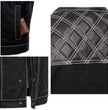 Milwaukee Leather MDM3035 Men’s Wrecker Club Vest – Black Denim & Leather, Diamond Quilt, White Stitch