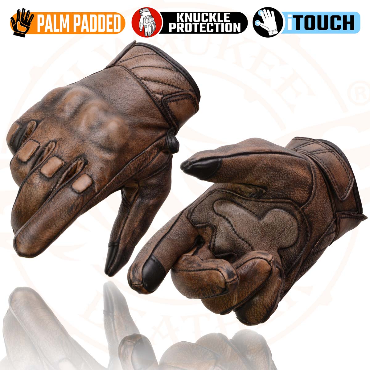 Milwaukee Leather MG7514 Men's Brown Leather with Gel Palm