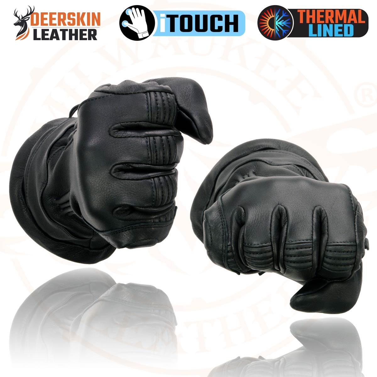 Milwaukee Leather MG7518 Men's Black Deerskin Gauntlet Motorcycle