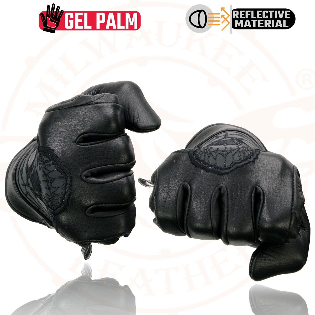Milwaukee Leather Men's Black Leather 'Reflective Skull