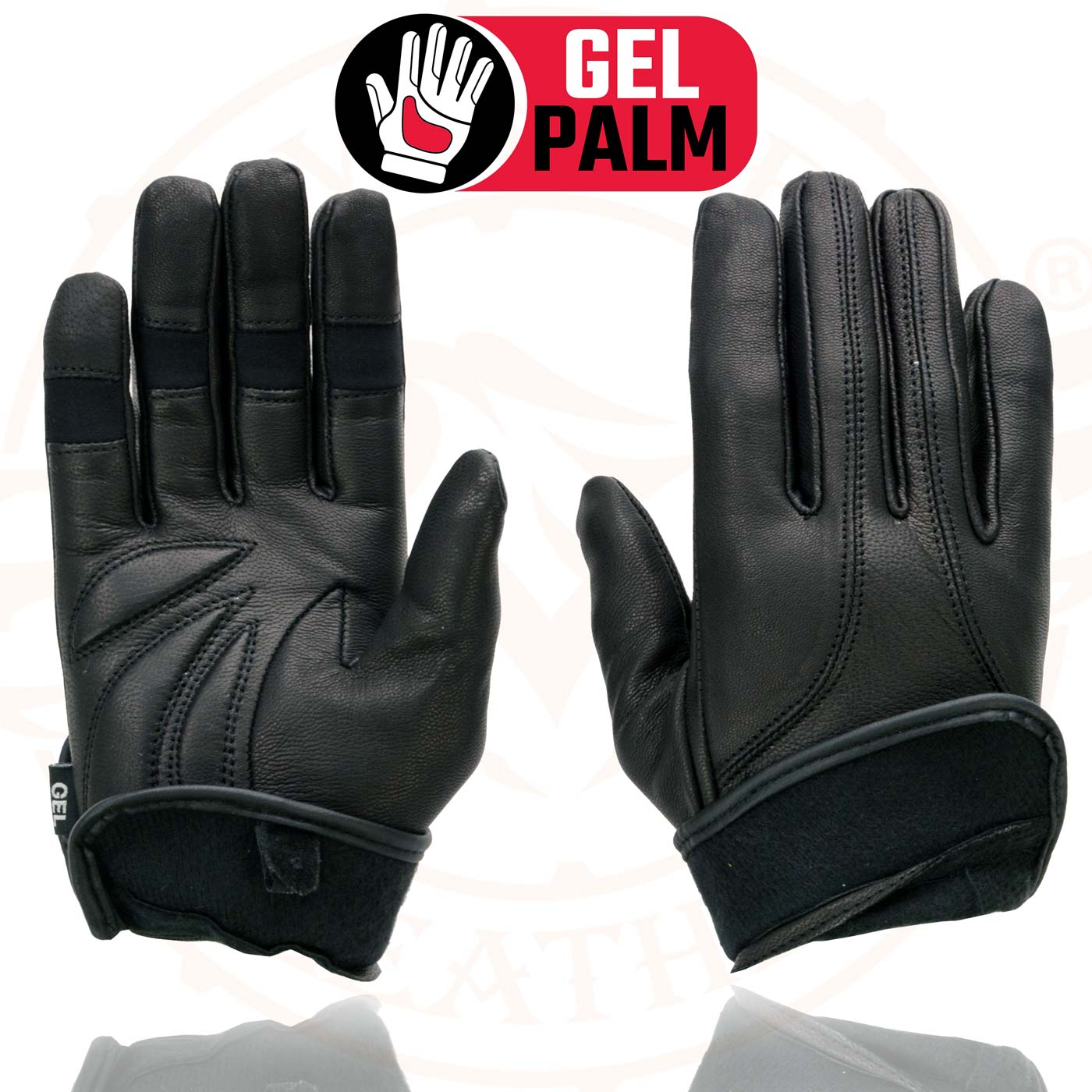 Milwaukee Leather MG7700 Women's Black Leather Gel Palm Lightweight Motorcycle Hand Gloves W/ Open Wrist Expansion