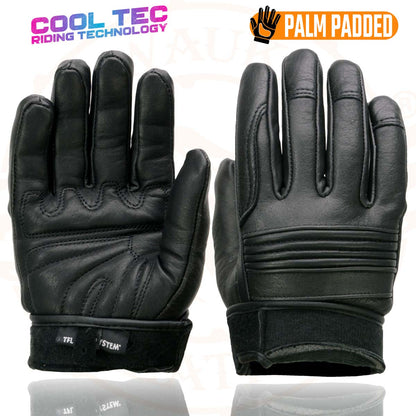 Milwaukee Leather MG7736 Women's Black ‘Cool-Tec’ Leather Gel Palm Motorcycle Hand Gloves W/ Flex Knuckles