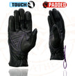 Milwaukee Leather MG7771 Women's Black/ Purple ’I - Touchscreen Compatible’ Laced Wrist Motorcycle Hand Gloves W/ Gel Palm