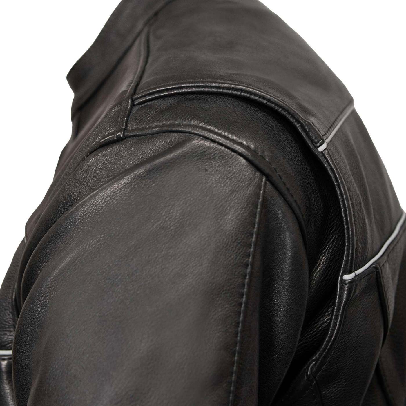 Milwaukee Leather USA MADE MLJKM5003 Men's Black Echo Premium Leather Motorcycle Jacket with Reflective Piping