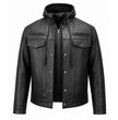 Milwaukee Leather Men's Leather Shirt Jacket with Removable Hoodie and Patch Access - MLM1614