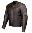 Milwaukee Motorcycle Clothing Co. Men's Anarchy Scooter Style Vintage Brown Premium Leather Riding Jacket MMC10004