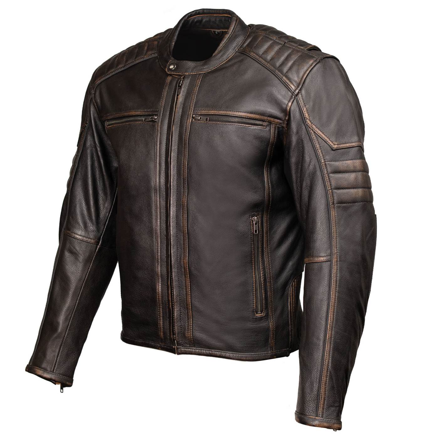 Milwaukee Motorcycle Clothing Co. Men's Anarchy Scooter Style Vintage Brown Premium Leather Riding Jacket MMC10004