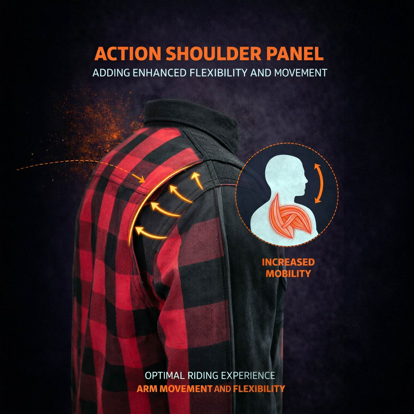 Milwaukee Leather Men’s Two-Tone CE Armored Flannel - Solid Front / Plaid Back - Reinforced w/ Aramid Fibers - MPM1671