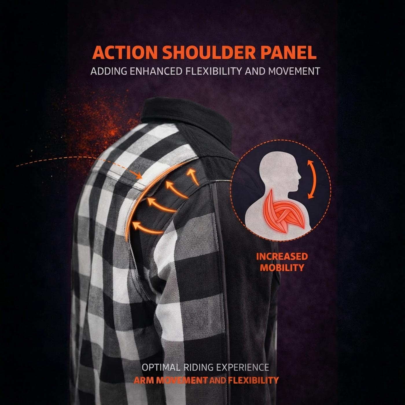 Milwaukee Leather Men’s Two-Tone CE Armored Flannel - Solid Front / Plaid Back - Reinforced w/ Aramid Fibers - MPM1672