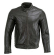 Milwaukee Leather Men's Black Cafe Racer Leather Jacket with Snap Button Collar SFM1835