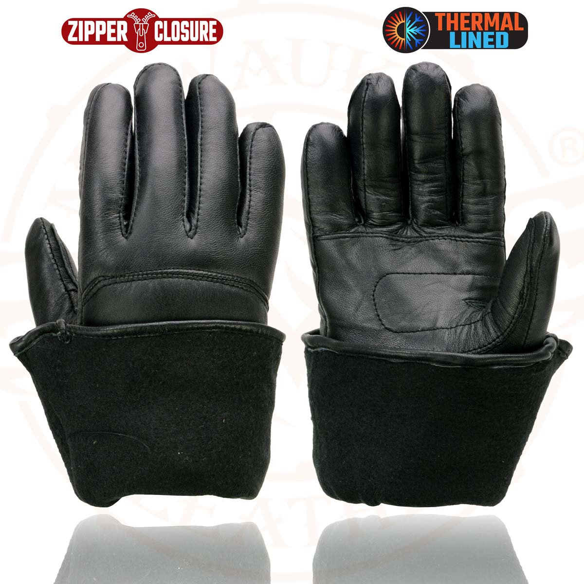 Milwaukee Leather Men's Gauntlet Motorcycle Hand Gloves-Black Leather Thermal Lined with Conchos on Cuff- SH238