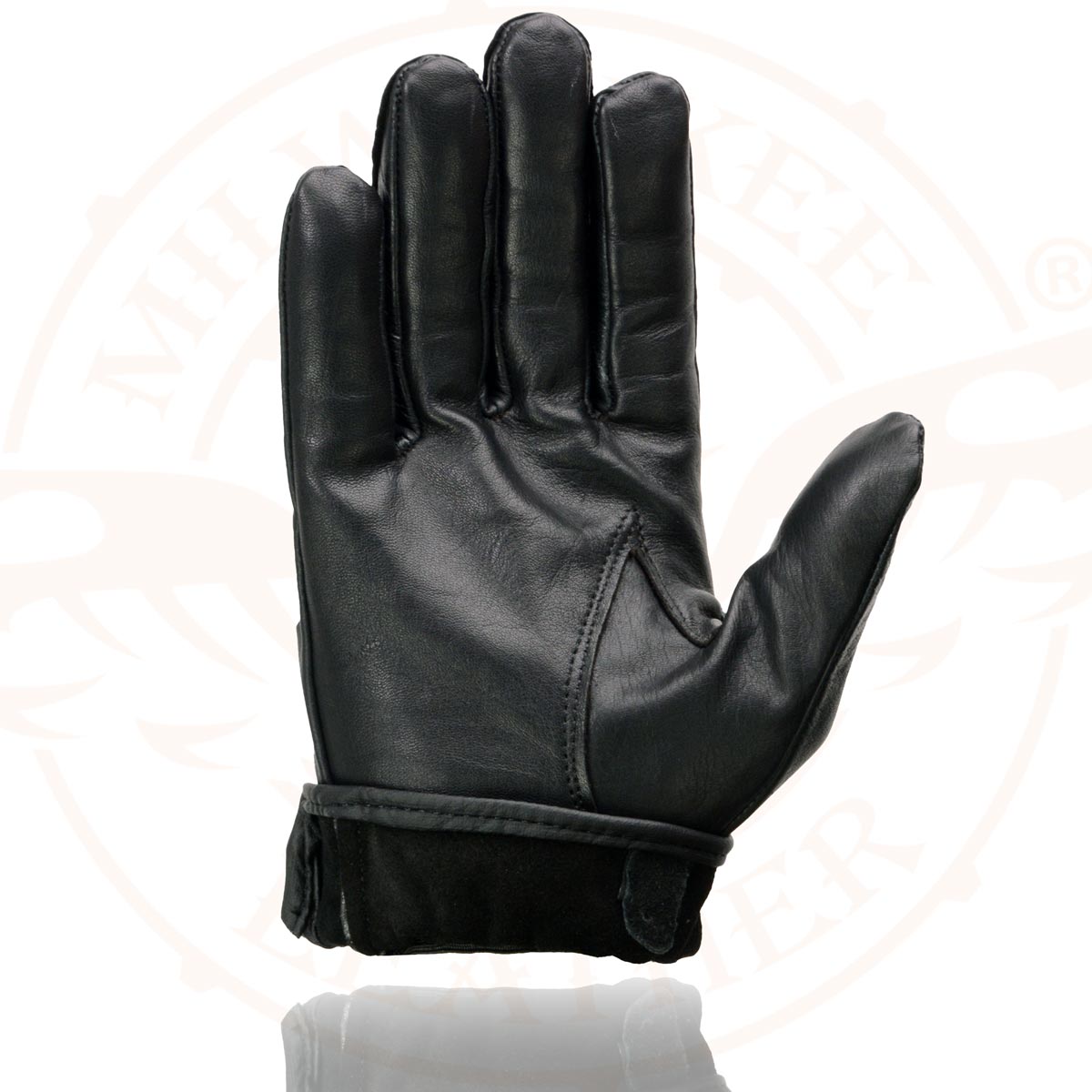 Milwaukee Leather SH247 Men's Black Perforated Leather Full Finger Motorcycle Hand Gloves W/ Breathable ‘Open Knuckle’