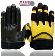 Milwaukee Leather SH791 Men's Black Leather and Yellow Mesh Combo Racing Motorcycle Hand Gloves W/ Elasticized Fingers