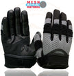 Milwaukee Leather SH791 Men's Black Leather and Grey Mesh Combo Racing Motorcycle Hand Gloves W/ Elasticized Fingers