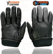 Milwaukee Leather SH858 Men's Thermal Lined USA Deerskin Black Leather Motorcycle Gloves w/ Cinch Wrist Closure