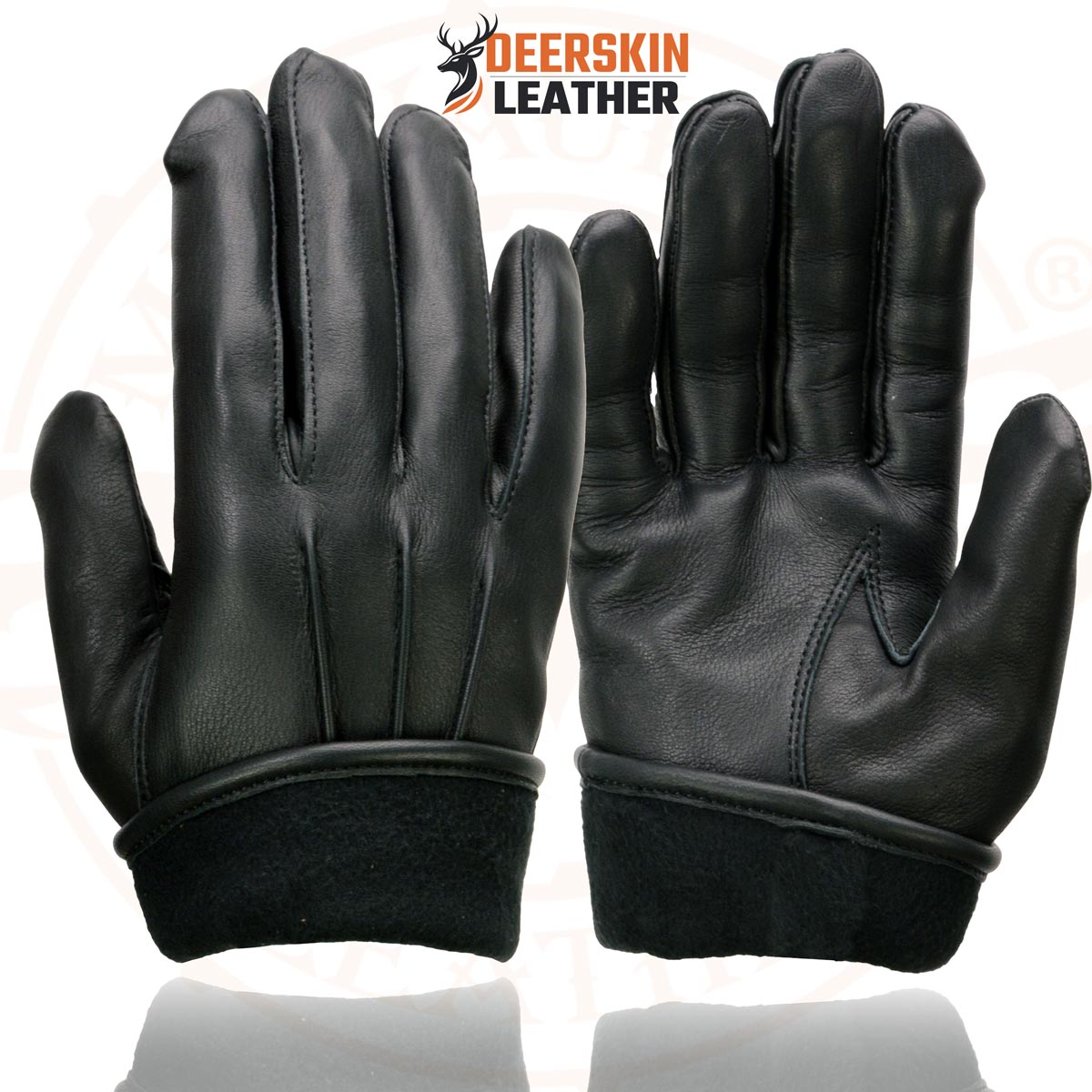 Milwaukee Leather SH865 Men's Black Thermal Lined Deerskin Motorcycle Hand Gloves W/ Sinch Wrist Closure