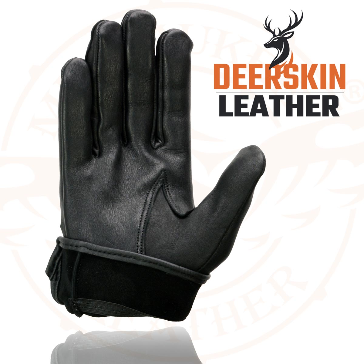 Milwaukee Leather SH868 Men's Black Perforated Deerskin Full Finger Motorcycle Hand Gloves W/ Breathable ‘Open Knuckle’