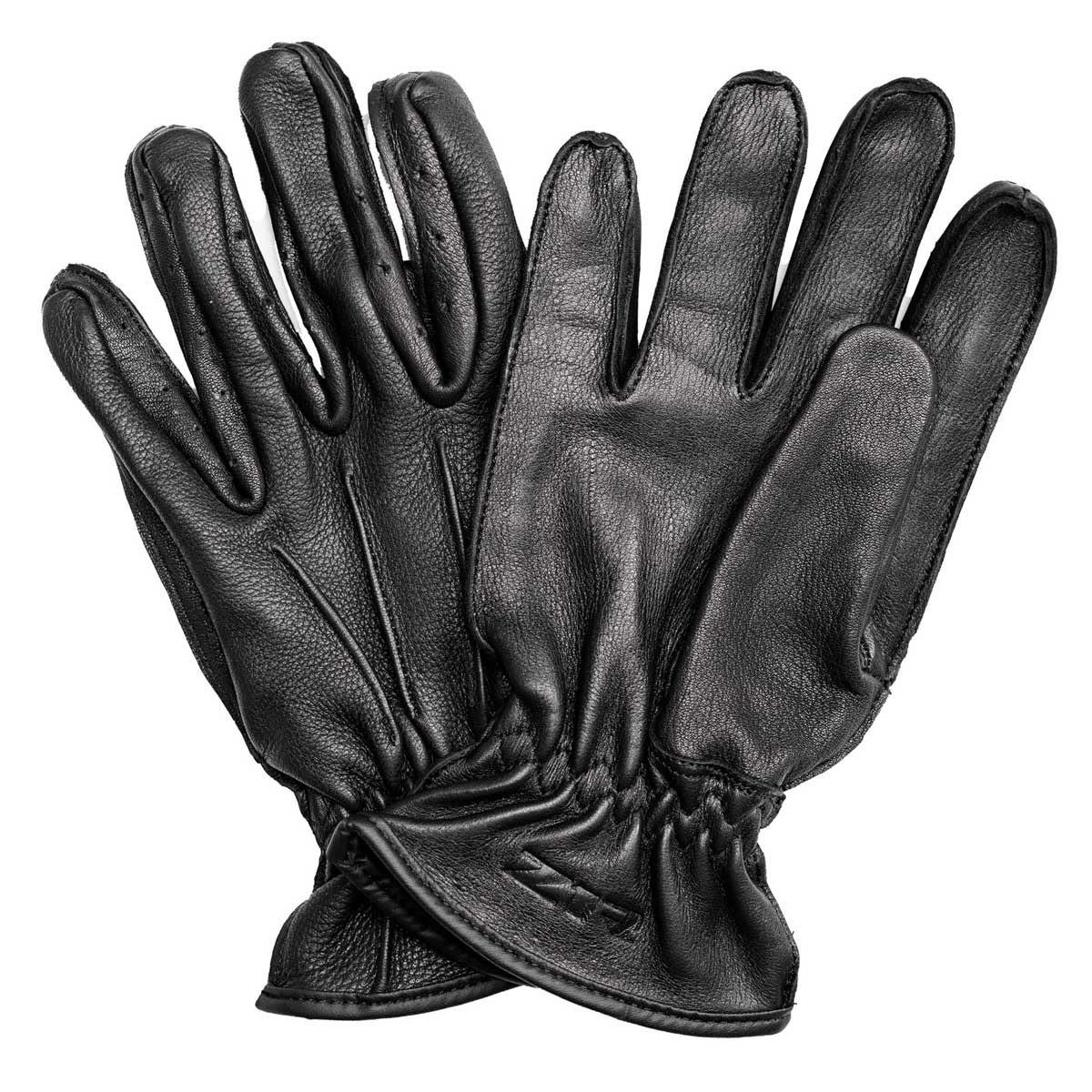 Z1R Men's Black Premium Deerskin Leather Motorcycle Riders Gloves