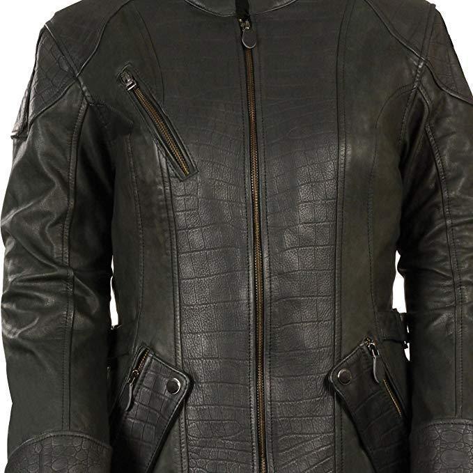 Milwaukee Leather MLL2560 Women's Black 3/4 Length Gator Embossed Leather Jacket