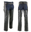 Milwaukee Leather LKM5722 Men's Black Premium Leather Dual Comfort Motorcycle Biker Rider Chaps