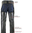 Milwaukee Leather LKM5722 Men's Black Premium Leather Dual Comfort Motorcycle Biker Rider Chaps
