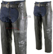 Milwaukee Leather LKM5722 Men's Black Premium Leather Dual Comfort Motorcycle Biker Rider Chaps