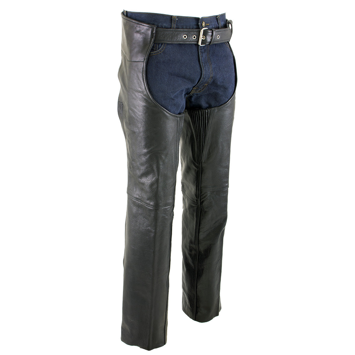 Xelement 7554 Men's Black 'Advanced Dual Comfort' Motorcycle Biker Leather Chaps