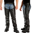 Milwaukee Leather LKM5722 Men's Black Premium Leather Dual Comfort Motorcycle Biker Rider Chaps